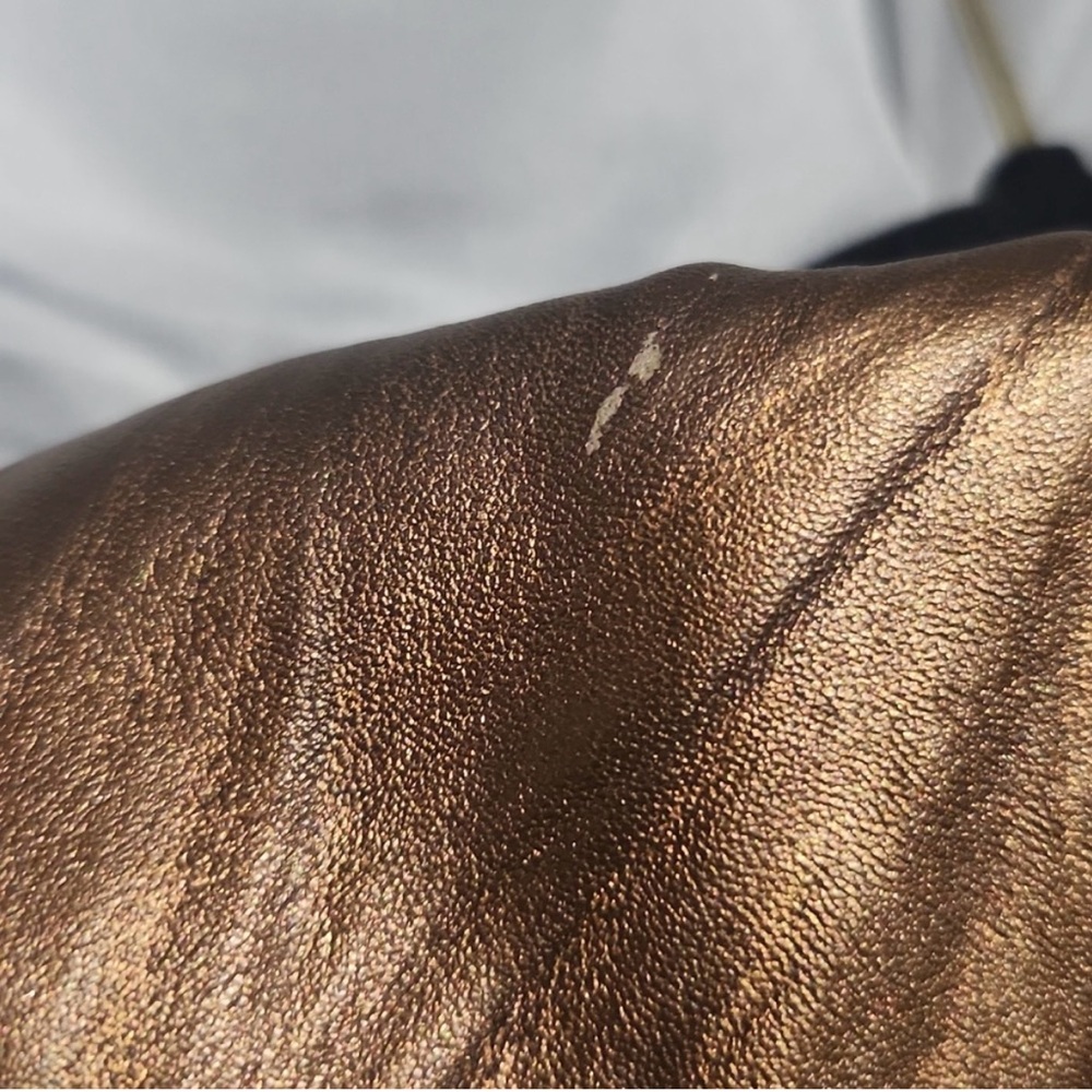 Chico's Leather Bronze Metallic Women's Jacket - Picture 4 of 5